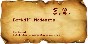 Borkó Modeszta névjegykártya